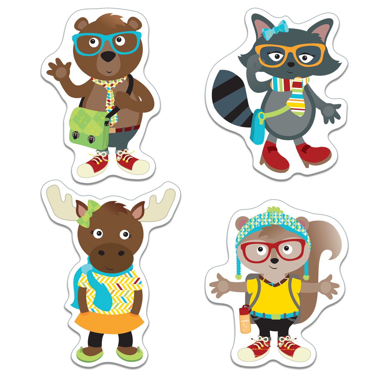 Carson Dellosa 36-Piece Hipster Woodland Animals Cutouts, Moose, Bear, Squirrel and Raccoon Forest Friends Bulletin Board Decorations for Party and Classroom Decor